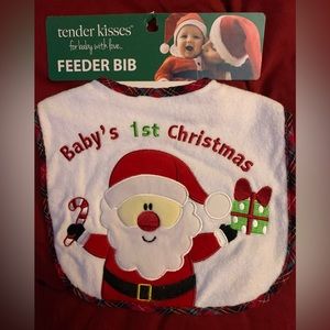 NWT Baby’s 1st Christmas Terry cloth bib. Santa theme